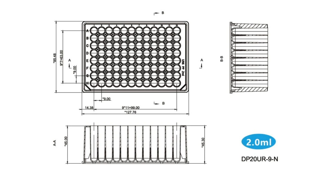 GEB 2ml Natural Pre-Sterilized U-shape Bottom 96-Round-Deep-Well Plate PP Bio Lab Consumables Labware Cell Bio Medical Manufacturer Good Price Wholesale OEM